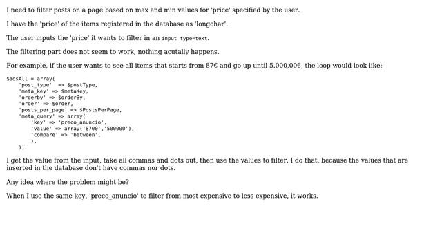 Wordpress: Filter loop by 'price' with meta_query смотреть онлайн