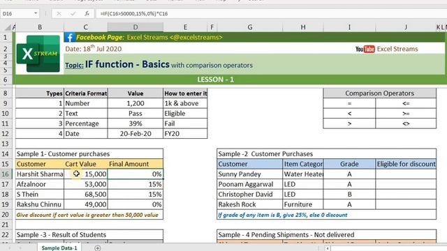 Excel If function basics with comparison operator смотреть онлайн