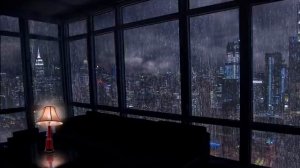 Звуки сильного дождя в окно. Ливень в Нью-Йорке без грома и молний