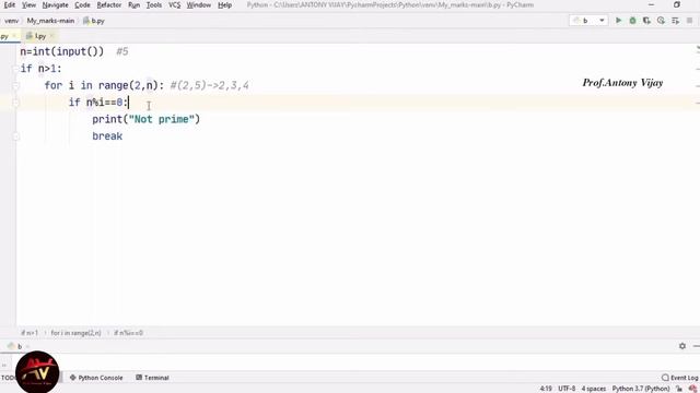 Finding a prime number in Python| Prime Number | Prof.Antony Vijay смотреть онлайн