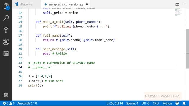 Encapsulation, Abstraction, Naming Convention, Name Mangling : Python tutorial 197 смотреть онлайн