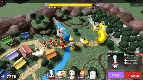 MIMICBOT | finally I met you | Speed Running in Cooking Catastrophe | Tower Heroes | Roblox