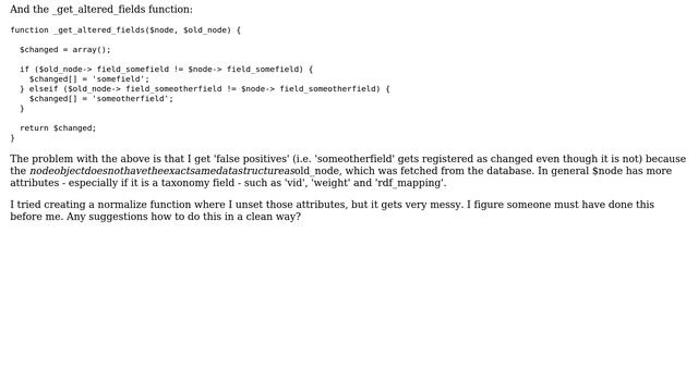 Drupal: Getting a list of altered fields when saving a node смотреть онлайн