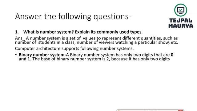 Class 7 Computer || Chapter -1 Number System || Solutions смотреть онлайн