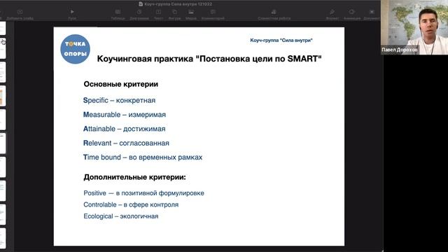 Занятие в коуч-группе "Сила внутри" по технике SMART смотреть онлайн