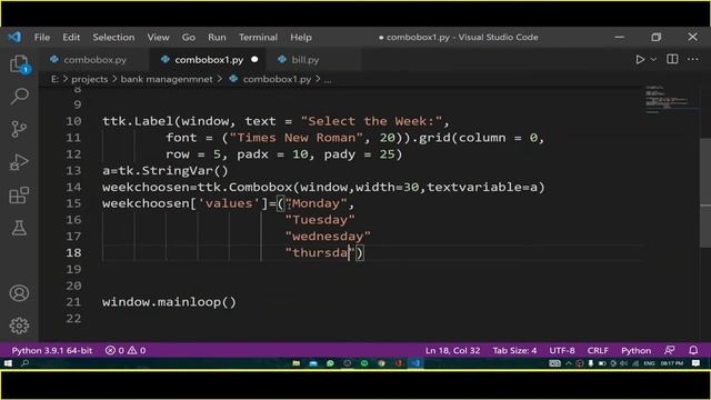 How to add combo-box widget in Tkinter||#python#programming#combobox смотреть онлайн