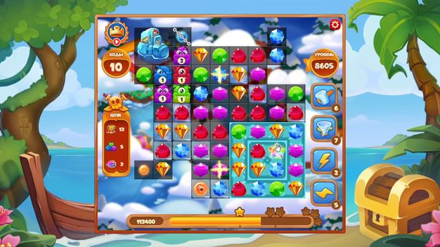 Как пройти уровень 8605 игры Сокровища Пиратов смотреть онлайн