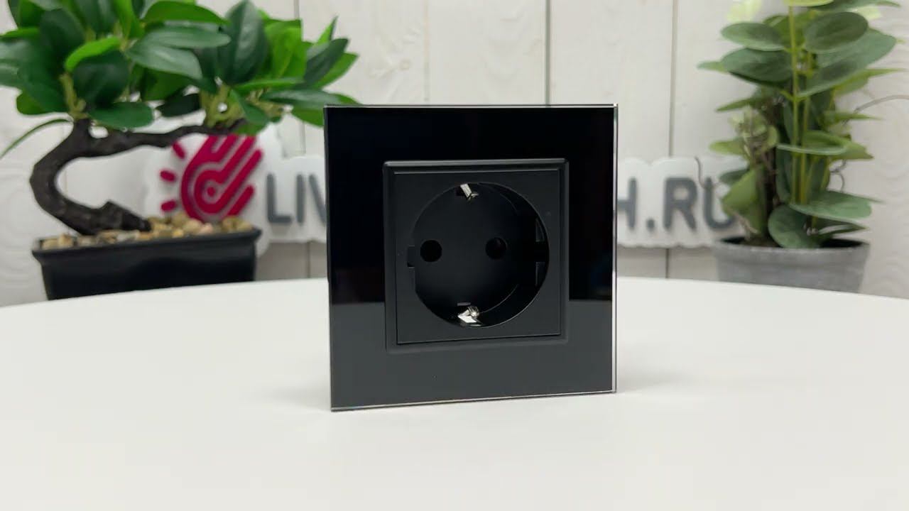 Розетка электрическая LIVOLO, зажимы, черная, VL-FCTC16A-2BPS01