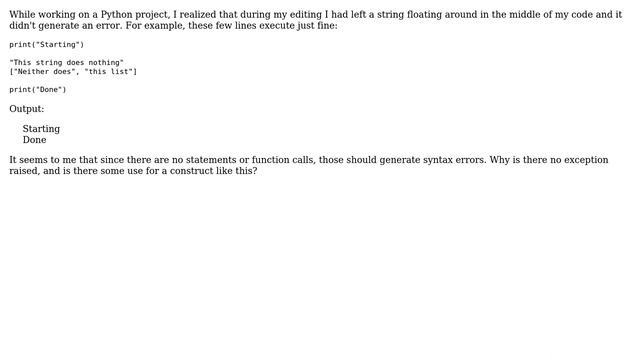 Why do objects created with no assignment not generate a syntax error in Python? смотреть онлайн