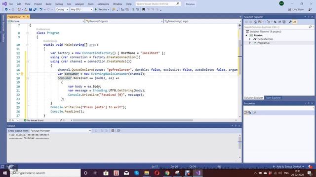 Receive/Subscribe/Consume message RabbitMQ c#(one to one) смотреть онлайн