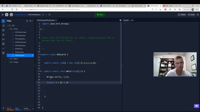 OCE Java I - static void sort(array, from, to) смотреть онлайн