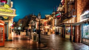 Футаж Улица с фонарями, вечер, ночь, луна