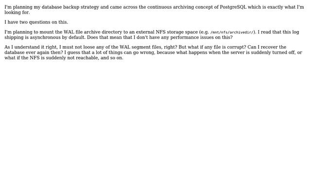 Databases: Questions to Continuous Archiving and Point-in-Time Recovery with PostgreSQL смотреть онлайн