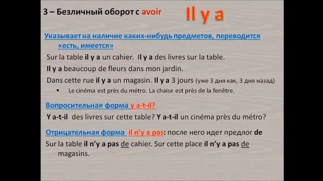 Французский с нуля, оборот il y a, безличные глаголы смотреть онлайн