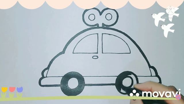 рисуем машину для детей /How to draw a Car for Children смотреть онлайн