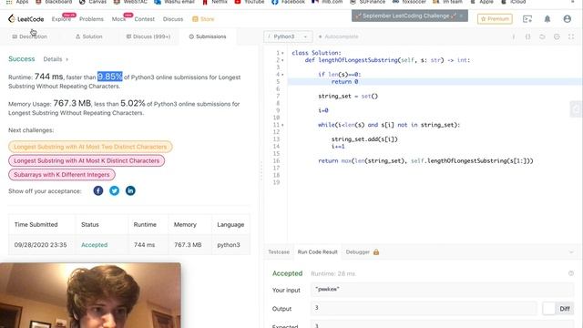 LeetCode Problem 3: Longest Substring Without Repeating Characters (Python Solution) смотреть онлайн