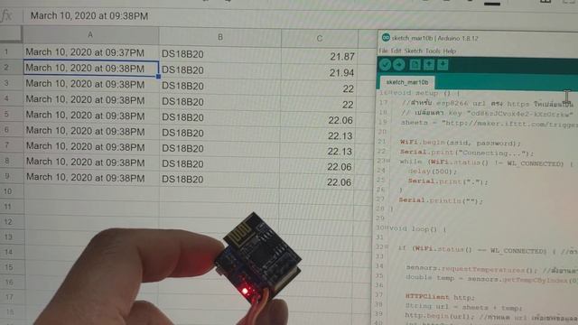 โค้ด ESP8266 DS18B20 ทำเครื่องบันทึกอุณหภูมิแบบ Wifi ลง Google sheet смотреть онлайн