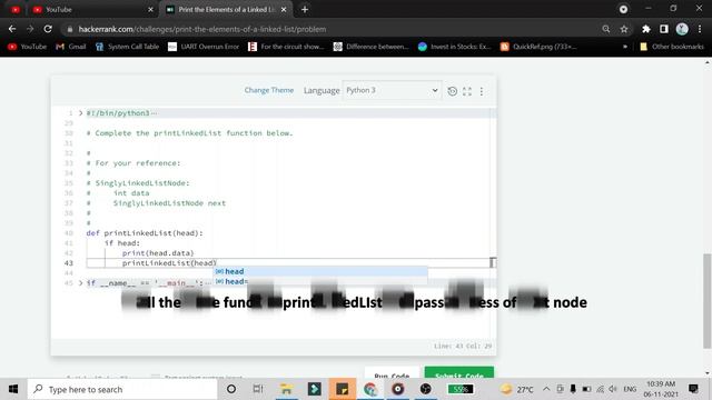 Print the Elements of a Linked List | Python смотреть онлайн
