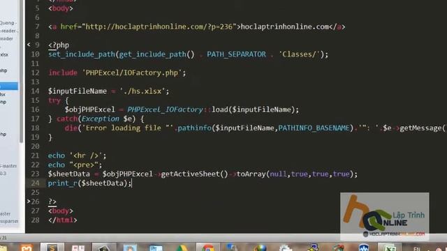 php thao tac voi excel смотреть онлайн