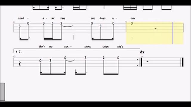 Ain't no sunshine (Bill Withers), Melody for Ukelele TAB смотреть онлайн