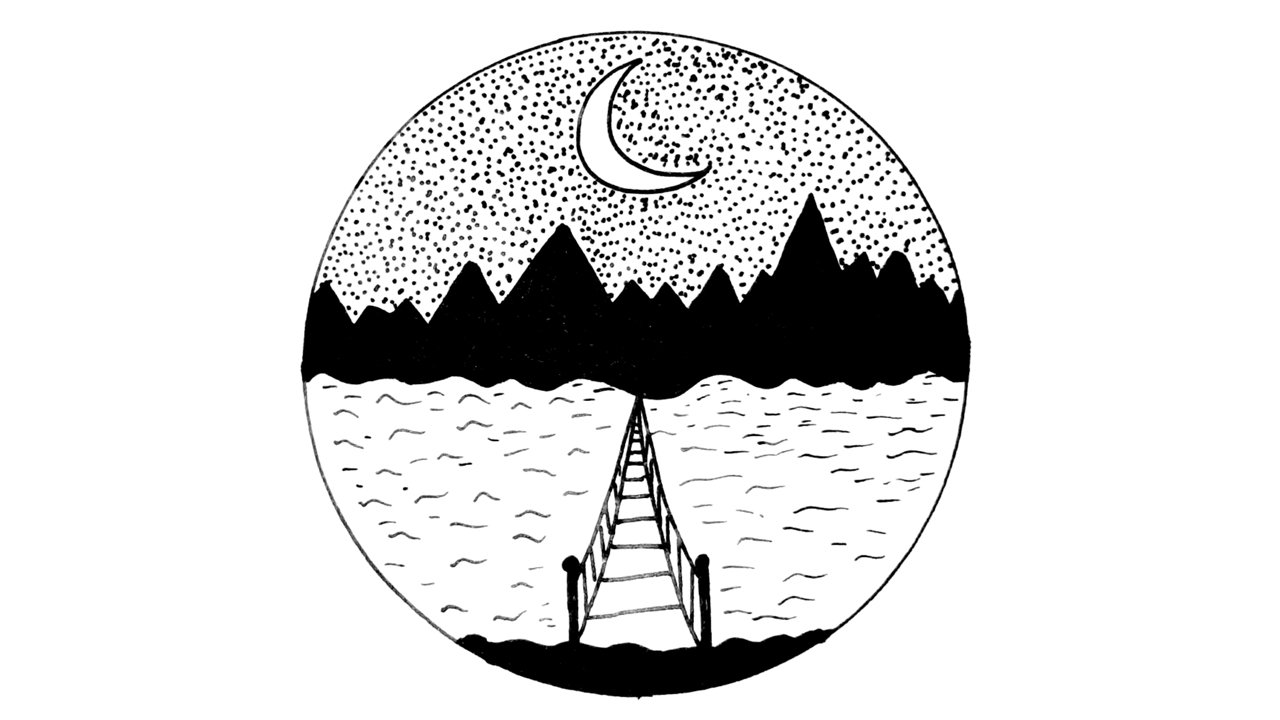 Как нарисовать МИНИ ПЕЙЗАЖ ЧЕРНОЙ РУЧКОЙ смотреть онлайн