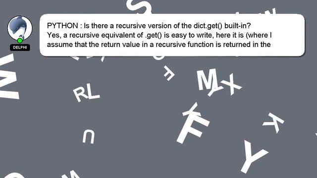 PYTHON : Is there a recursive version of the dict.get() built-in? смотреть онлайн