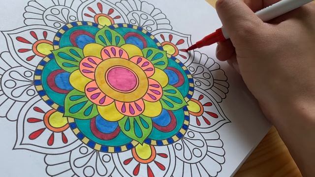 MANDALA COLORING WITH BRUSH PEN - ADULT COLORING смотреть онлайн