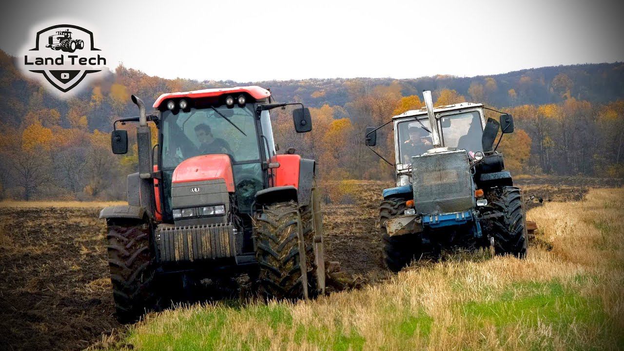 Тракторы КАМАЗ ХТХ-215 и Т-150К пашут зябь плугами ПЛН-5-35! смотреть онлайн