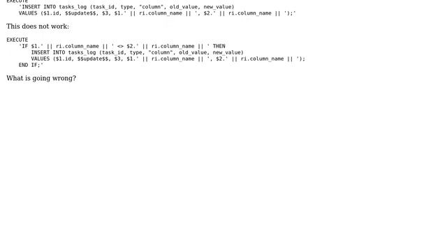 Databases: Postgres - syntax error near IF when using inside Execute смотреть онлайн