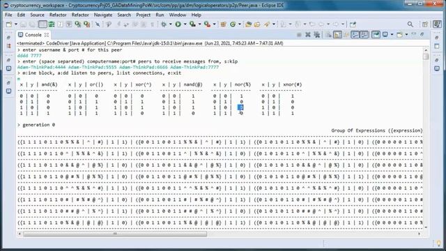 Cryptocurrency 05 (experimental) - GA Data Mining Proof of Work + P2P + JAVA (public version) смотреть онлайн
