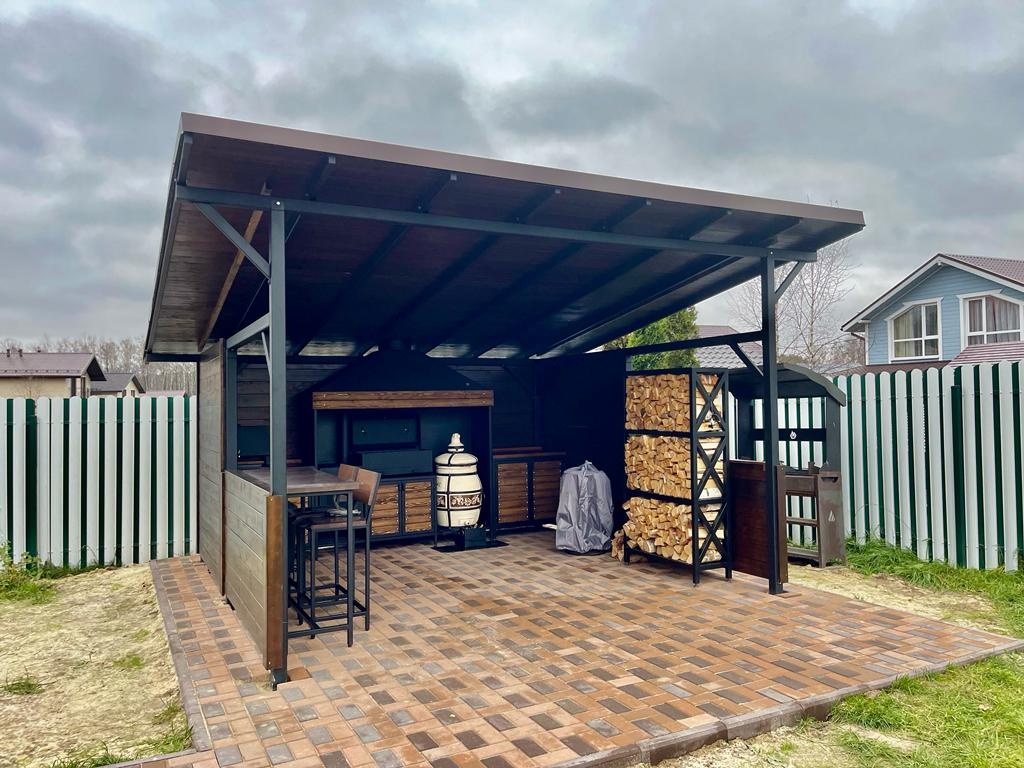 Беседка 4х4 + Мангальный комплекс. Мангал в беседке, мангал, беседка. Готовые решения. смотреть онлайн