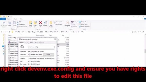 Visual Studio 2019 - Fix Error - Could not load file or assembly 'Microsoft.XmlEditor,