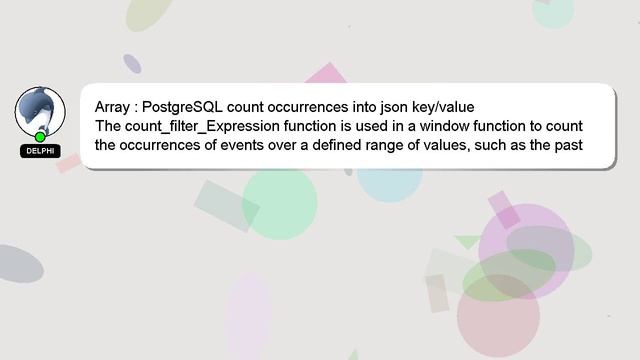 Array : PostgreSQL count occurrences into json key/value смотреть онлайн