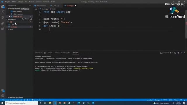 [Flask] Arquivos e diretórios básicos para primeiro exemplo funcional - Aula #02 смотреть онлайн