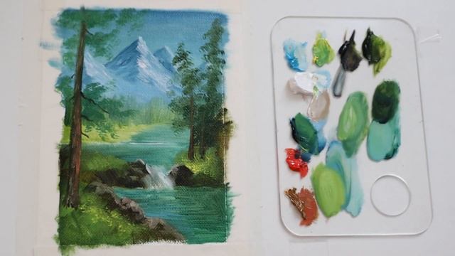 Mountains And Lake Landscape Oil Painting/ Oil Sketch For Beginners #oilpainting #scenerydrawing