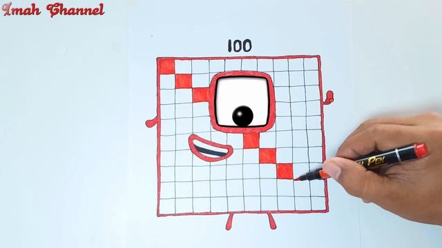 Numberblocks 100 - How to draw and coloring numberblocks blinks eye смотреть онлайн