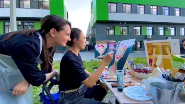 арт-вечеринка на улице. акварель смотреть онлайн