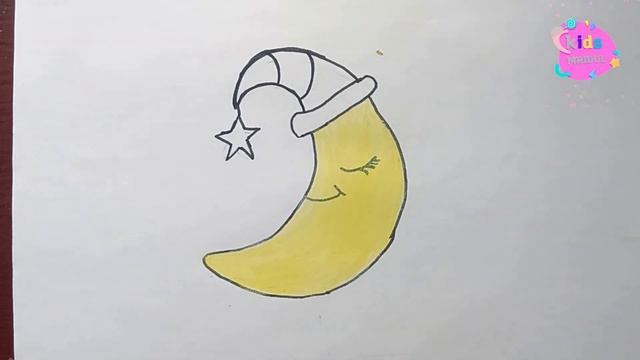 How to draw Moon | Step by step Moon drawing | Easy Moon drawing | MOON DRAWING смотреть онлайн