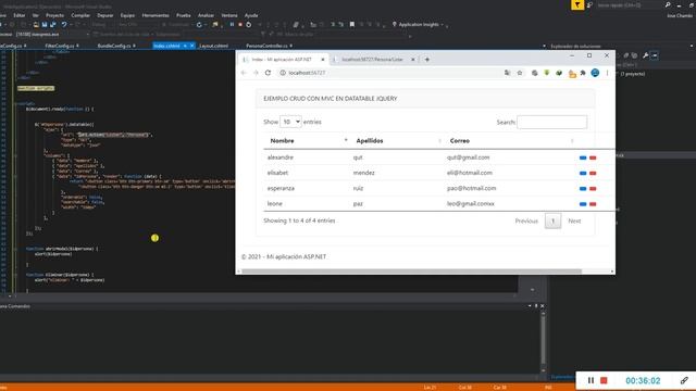 Operaciones CRUD usando Datatable JQuery - ASP.NET MVC 5 смотреть онлайн