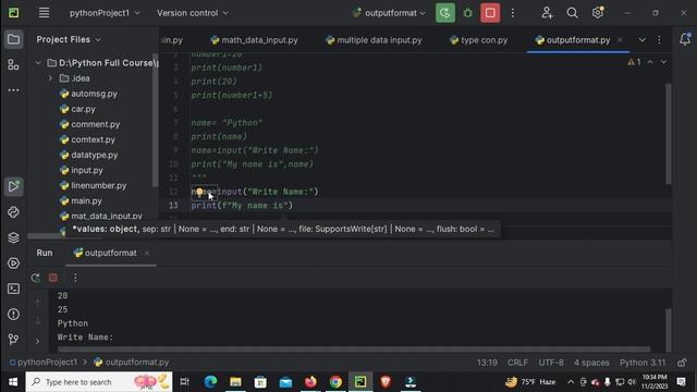 Class 16 | Output Formatting in Python | Nython vaiaa смотреть онлайн