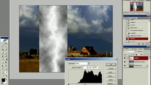 Уроки фотошопа -- создание молнии из облаков смотреть онлайн