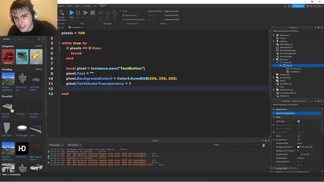 Roblox Studio Speedrunning how to make basic pixel art Gui script смотреть онлайн