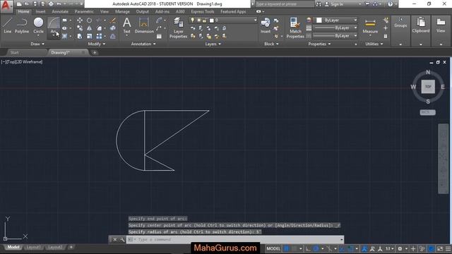 How to Create Arc Using Start End Radius in AutoCAD- Start End Radius Arc Autocad Tutorial смотреть онлайн