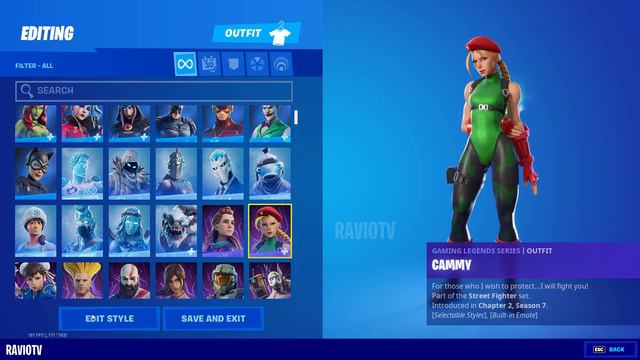 Cammy Skin All Edit Styles Showcase - Fortnite X Street Fighter Skins