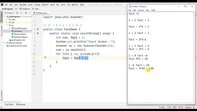 Write a Java Program to Find any Factorial Number using FOR LOOP || Java Programming Tutorials смотреть онлайн