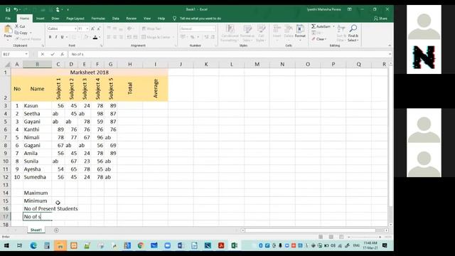 Grade 9  -  Excel Functions