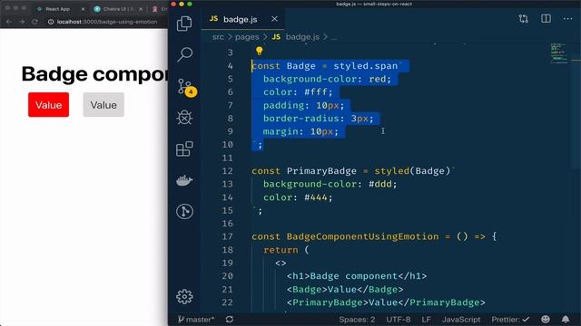 Styled components using emotion in React - Badge component - Styling in React смотреть онлайн