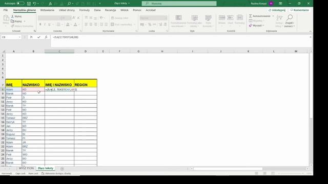 Excel - Funkcje tekstowe: Łączenie tekstu смотреть онлайн