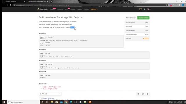 LeetCode Weekly Contest 197. Number of Substrings With Only 1s смотреть онлайн