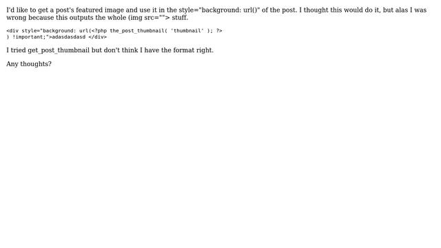 Wordpress: How to add post featured image url to inline background url()? смотреть онлайн